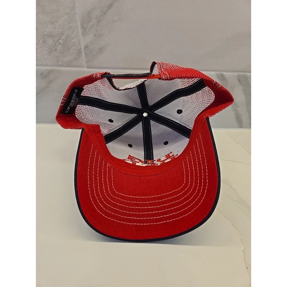 Big‎ Red Logo Embroidered Mesh Cap Navy Red Snapback Hat